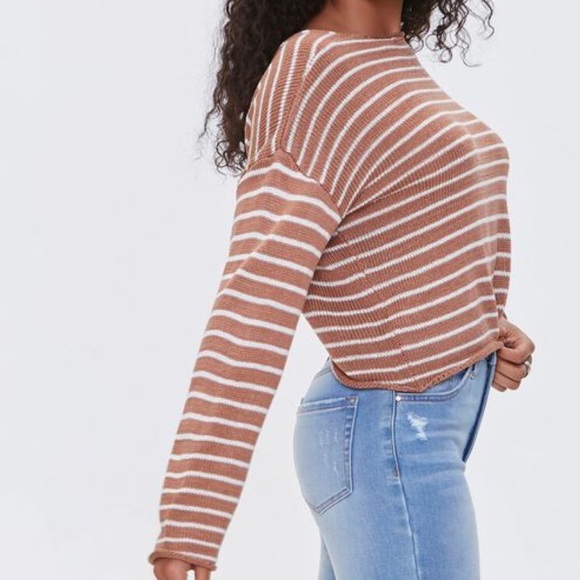 NEW| Forever 21 Striped Twist-Back Sweater - Picture 2 of 3